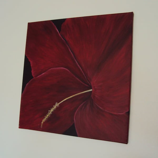 Red Flower Gemälde Acryl, 50 / 50 cm Rot, Blüte, Blume