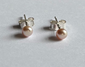 Pink Pearl Stud Earrings