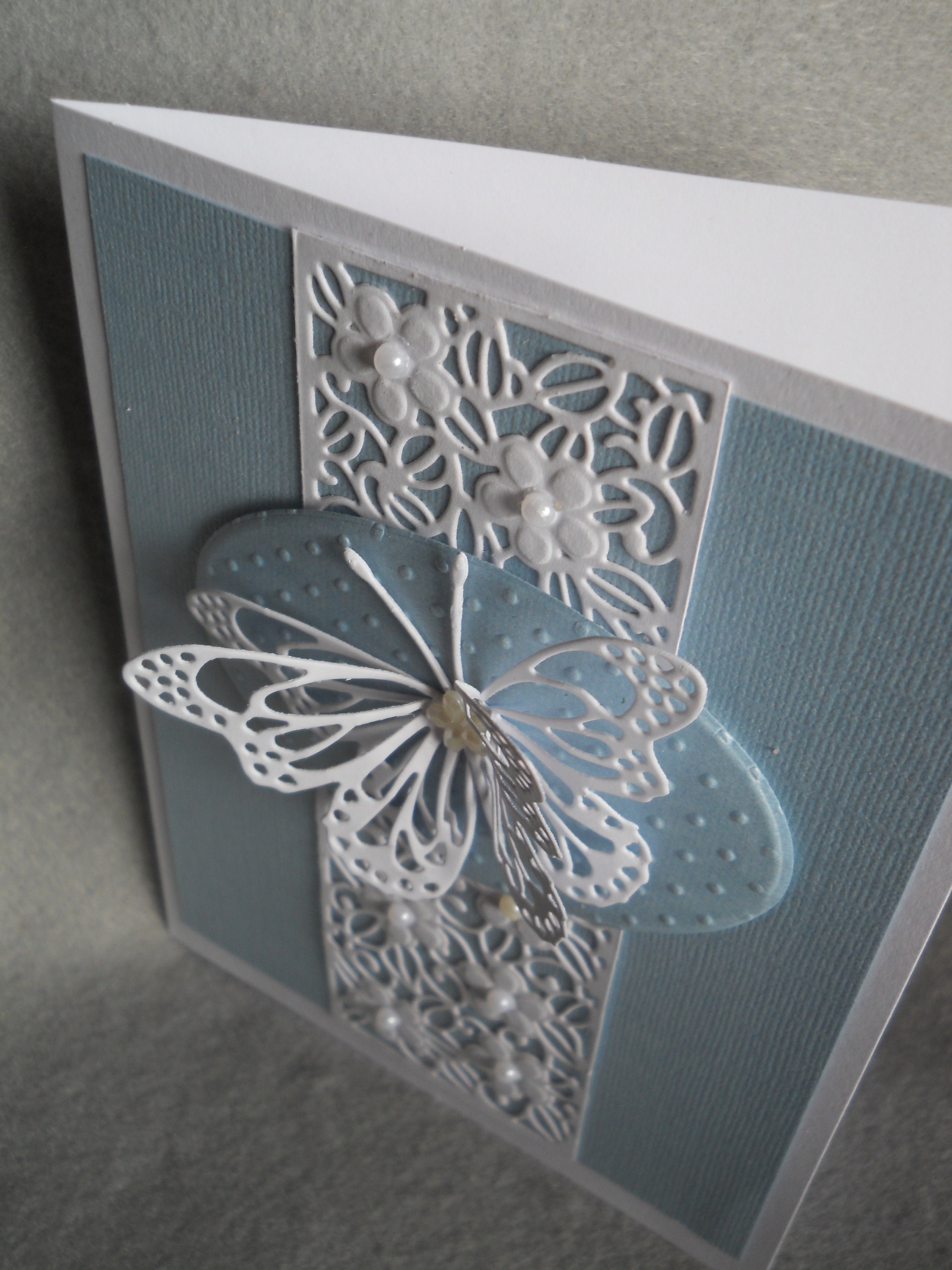 Butterfly Card Double White Butterfly Floral Panel - Etsy