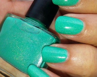 Breakfast At T~Single Ladies Indie Nail Polish Teal Holo 10 ML