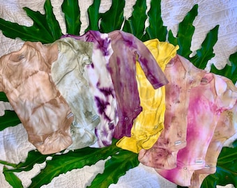 VEGGIE PATCH KIDS Plant Dyed Onesies for Baby!  Short Sleeve Onesies dyed with avocado, beet, spinach, turmeric, blueberry and flowers!!!!!