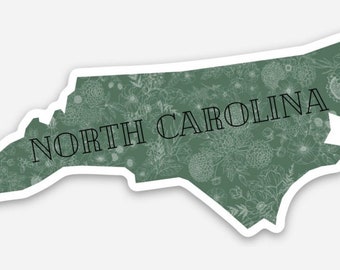 North Carolina cutout floral magnet