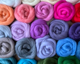 Merino wool roving 5 BUNDLES SPECIAL OFFER, wool top, Felting wool, spinning and weaving, 52 colours available