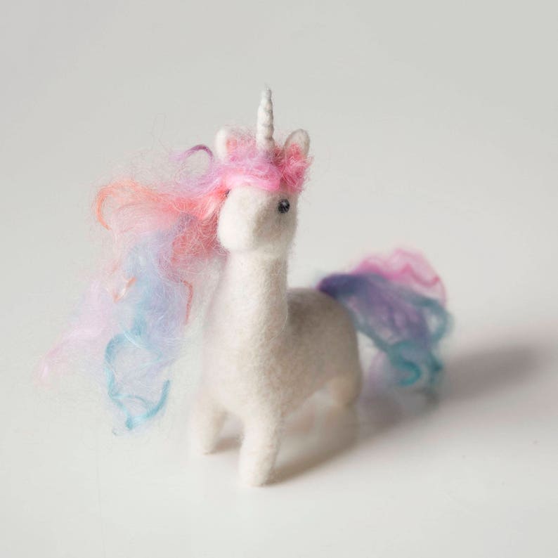 Baby unicorn beginners needle felting kit with extra supplies, British wool, step by step instructions included. image 5