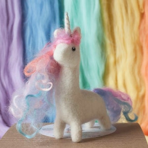 Baby unicorn beginners needle felting kit with extra supplies, British wool, step by step instructions included. image 8