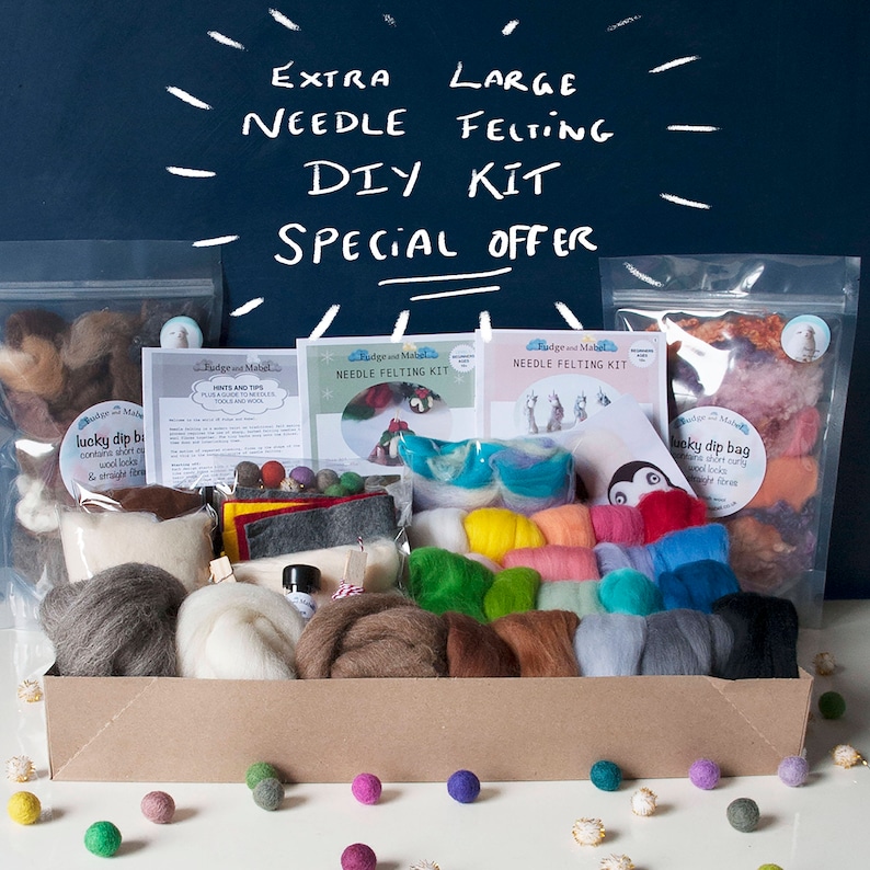 Large needle felting starter kit plus extra supplies includes Etsy