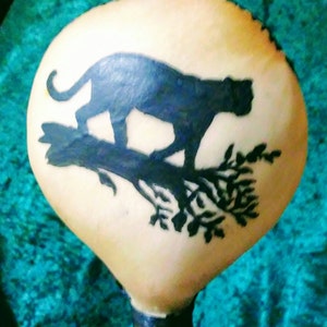 Jaguar Totem Large Round Rawhide Rattle, Shamanic Journey Ritual Animal Spirit Sound Healing