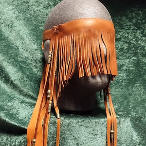 Custom Ritual Trance Mask, Deer Leather, Glass & Metal Beads, Norse Seidr Vitki Volva Shaman Journey Ceremony Wedding Handfasting Meditation