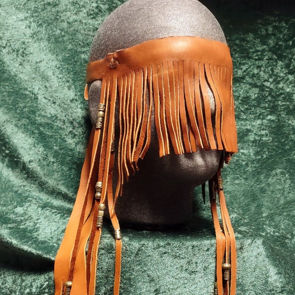Máscara de trance ritual personalizada, cuero de ciervo, cuentas de vidrio y metal, ceremonia de viaje de chamán nórdico Seidr Vitki Volva, meditación de ayuno de bodas