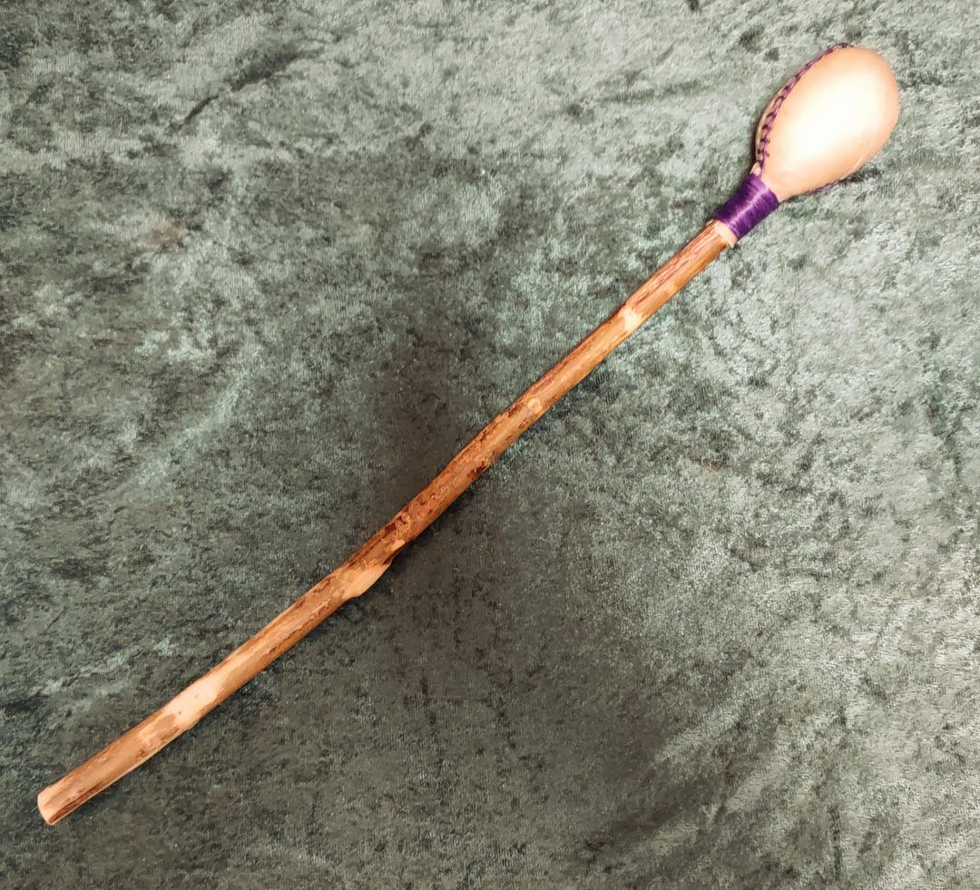 Small Deer Round Rawhide Shaman Rattle, Purple Sinew, Shamanic Journey ...