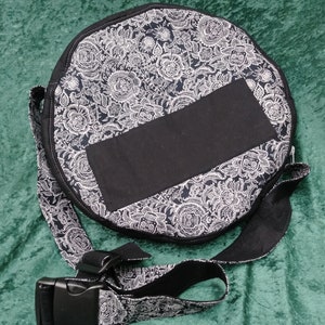 Sac cousu main N&B Sugar Skull pour votre tambour sacré, doublure en polaire, fermeture à glissière en nylon, sorcière païenne Wicca Samhain Dark, RTS OOAK