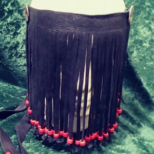 Custom Deluxe Shaman&#39;s Mask, Deer Leather with Choice of Glass Crow Beads, shamanic eye cover third eye fringe mask meditation trance ritual