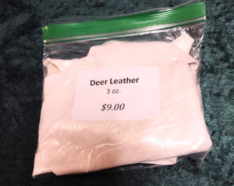 Deer Leather Scrap, 3 oz Bag, Large & Medium Pieces, Choice of Colors.