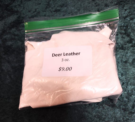 Deer Leather Scrap, 3 oz Bag, Large & Medium Pieces, Choice of Colors.