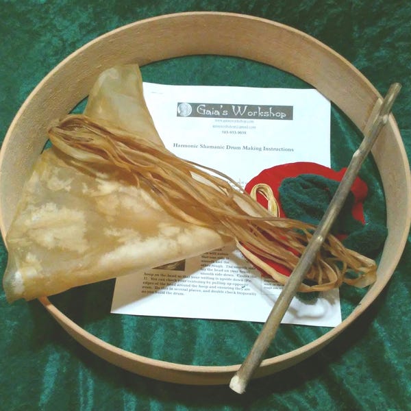 Make Your Own: Four Directions Spirit Drum Kit, Horse, Deer, Buffalo or Elk Rawhide with Maple or Cedar Hoop, 10" 13", 15", 18" or 20"