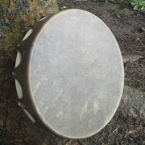 Buffalo 15&quot; Spirit Drum, Bison Rawhide on Maple or Cedar Hoop with suede wrap, Four Directions Handle, Shaman Frame Healing Drum