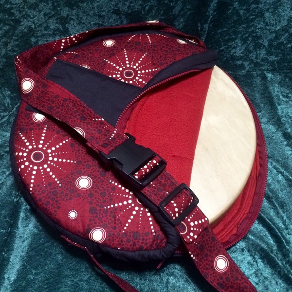 Custom Deluxe Heavy Duty Bag For Your Sacred Drum, Double Thick Fleece Lined, Nylon Zipper, Exterior Pocket, Adjustable Strap, Built to Last