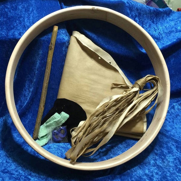 Make Your Own: Harmonic Shamanic Drum Kit, Horse, Deer or Elk Rawhide with Maple or Cedar Hoop, 10", 13", 15", 18" or 20" with beater