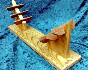 Frame Drum Display Stand, Alder and Cedar, Hand Cut & Stained, 10&quot;-24&quot; Pegged or Shaman Drums, for Altar, Shrine, Shamanic Pedestal Decor