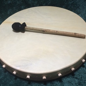Reindeer or Goat European Style Pegged Rawhide Ritual Drum, Cedar or Maple Hoop & Wood, Cross or Antler Handle, 10&quot;-24&quot; Heathen Pagan Shaman