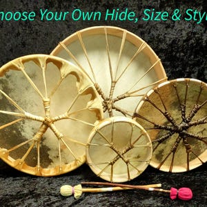Shaman Drum: Design Your Own Custom Shamanic Drum, Horse, Elk or Deer  10"-24", Cedar or Maple, Four Styles, Shamans Drum Journey Drum