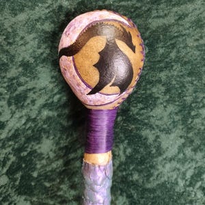Medium Dragon Moon Decorated Buffalo Round Rawhide Rattle,  Purple Sinew, Shamanic Journey Ritual Sound Healing Meditation Shaker In Stock