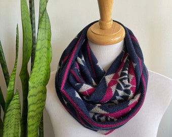 Infinity scarf, circle scarf, warm scarf, sweater knit, cozy scarf, handmade scarf, Southwest print, soft scarf