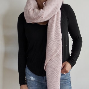 Petal Blush Gauze Blanket Scarf, Triangle Scarf, Double Gauze, Cotton image 2