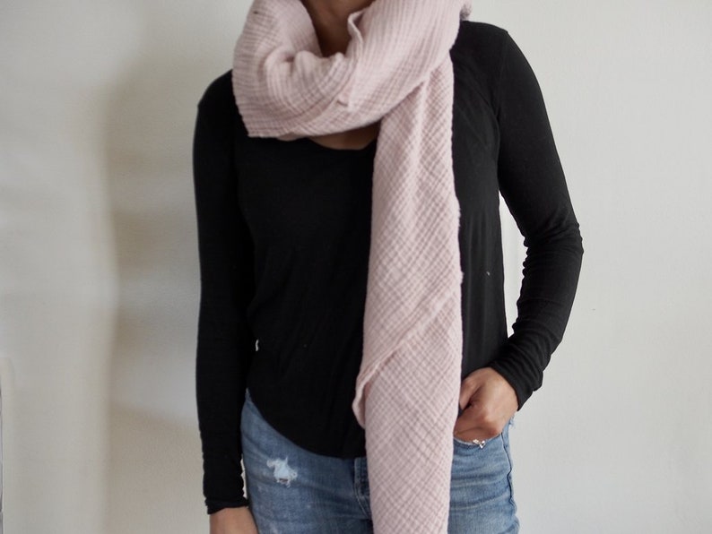 Petal Blush Gauze Blanket Scarf, Triangle Scarf, Double Gauze, Cotton image 2