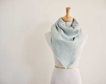 Mint Gauze Blanket Scarf, Triangle Scarf, Double Gauze, Cotton