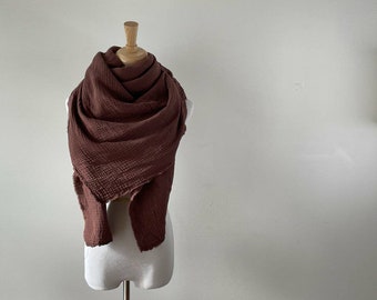 Raisin Brown Gauze Blanket Scarf