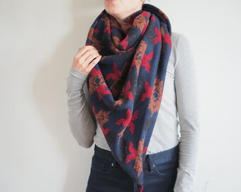 Navy Orange and Red Triangle Scarf