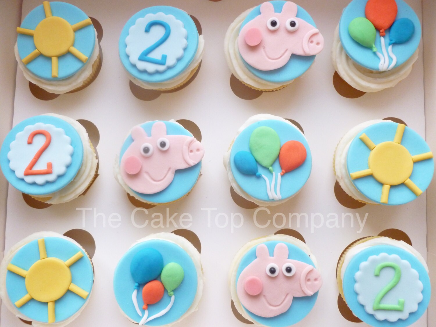 Birthday Peppa Pig Fondant Cupcake Toppers Handmade To Order Etsy