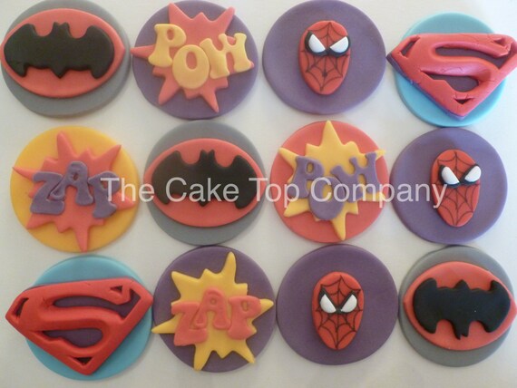 Girl Super Hero Fondant Cupcake Toppers Etsy