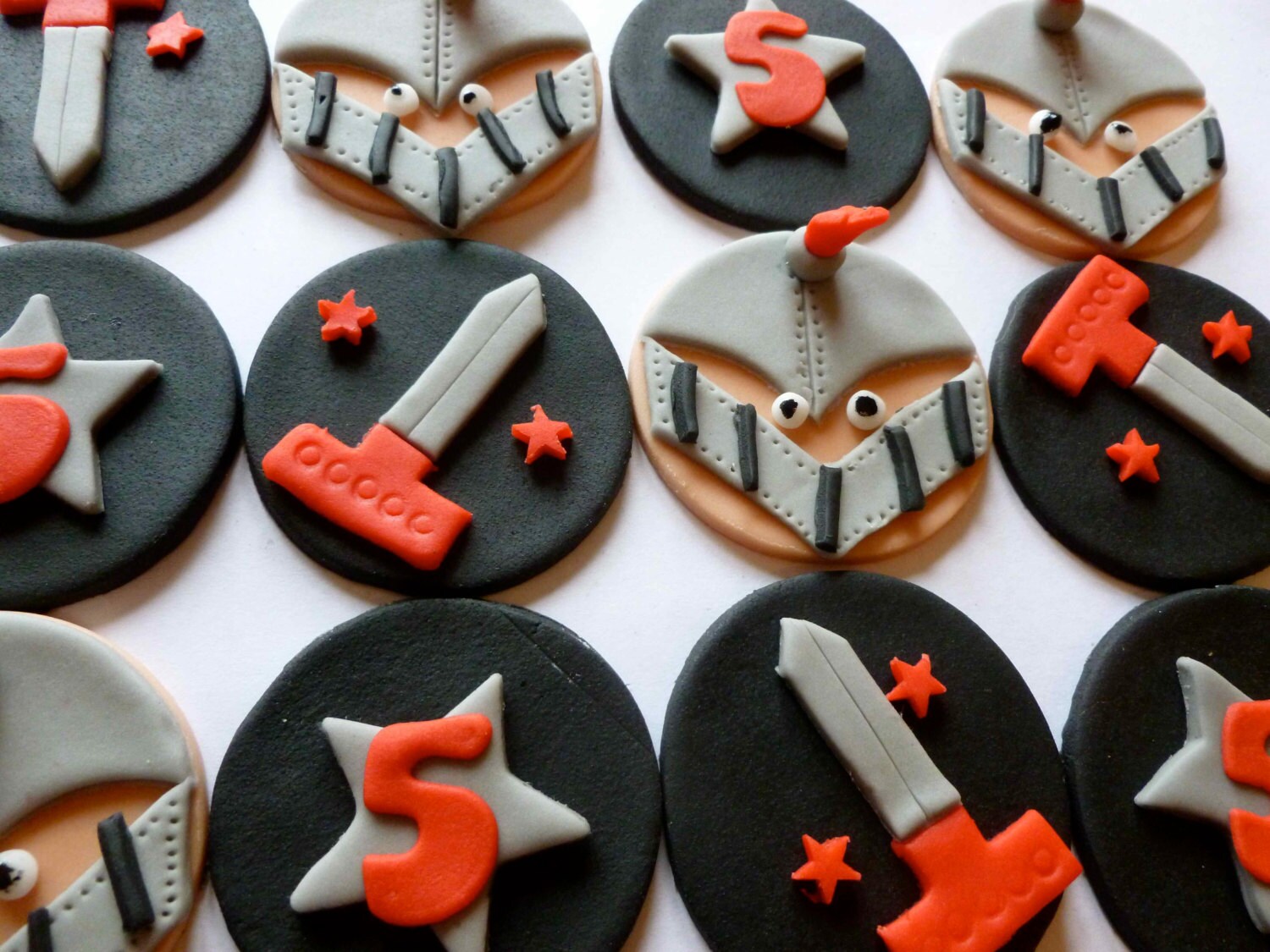 Edible Fondant Knights and Swords Cupcake Toppers Great for Etsy UK