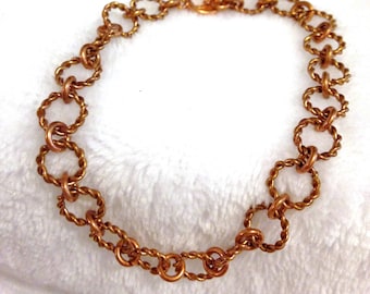 Copper Chainmail Bracelet, Chain mail bracelet, Chainmaille jewelry Twisted Copper Rings