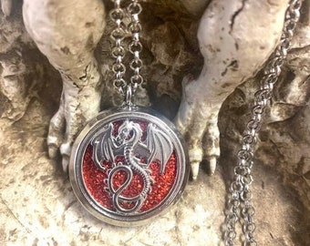 Dragon Pendant Stainless Steel Steel Necklace, Aromatherapy, Diffuser Necklace