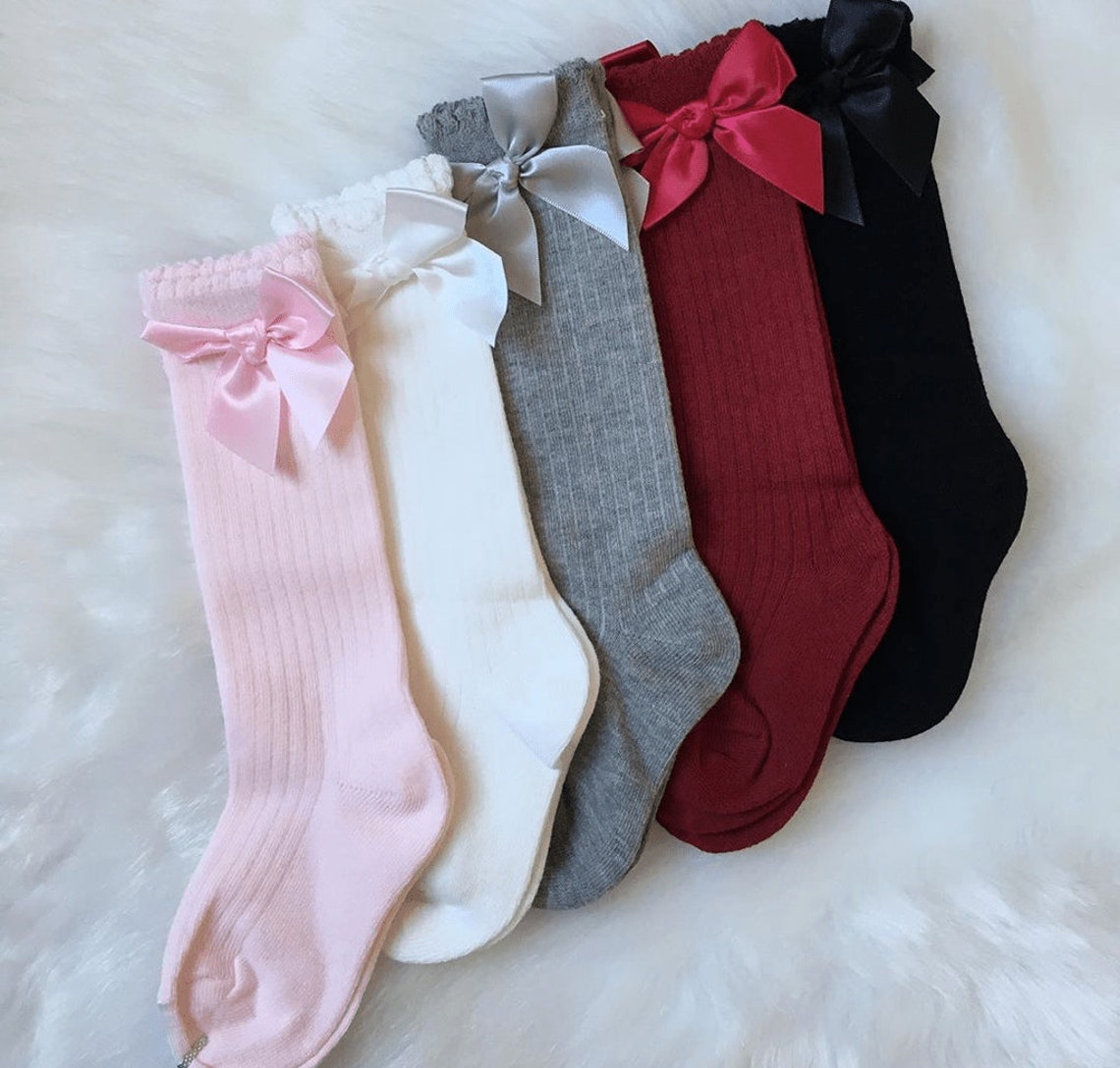 Baby Girls Knee High Socks With Bowknee High Socks Girls Knee High