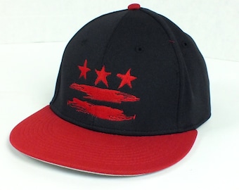 Washington DC Flag Fitted Hat - Red & Black Baseball Cap