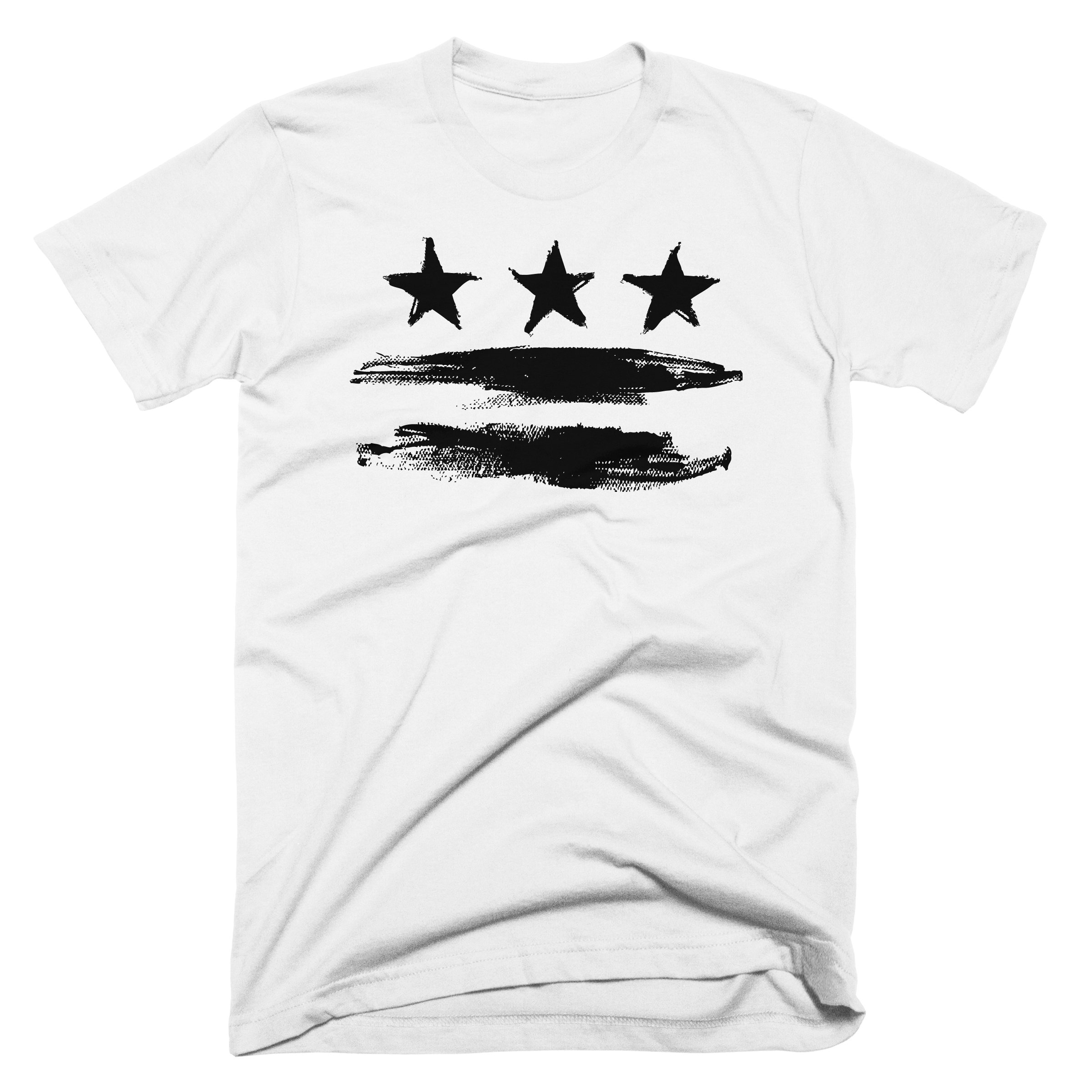 Washington DC FLAG Shirt - Painted DC Flag T-shirt in White