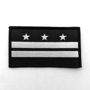 Washington DC Flag Patch Black and White Glow in the Dark Embroidery Patch