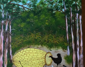 Westafrika Bauernhofhühner mit Graskäfig