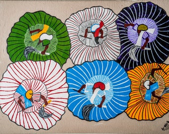 Afrikanische Takai-Tänzer von oben gesehen