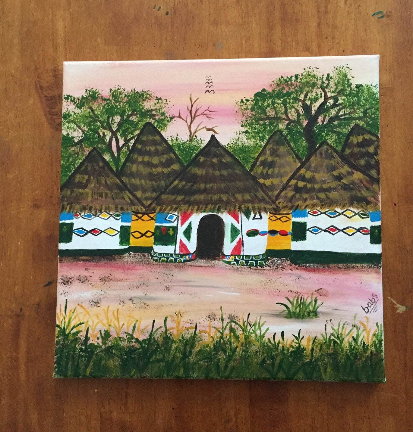 Ghana Village Scenepainted Houses Etsy