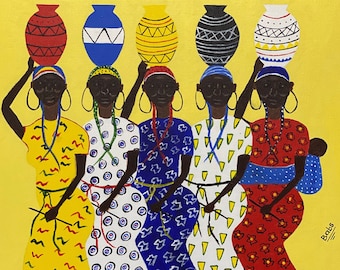 Frauen, die Töpfe auf dem Kopf tragen