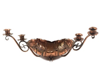 Vintage Gregorian Copper Bowl and Candle Holder Centerpiece - Etsy