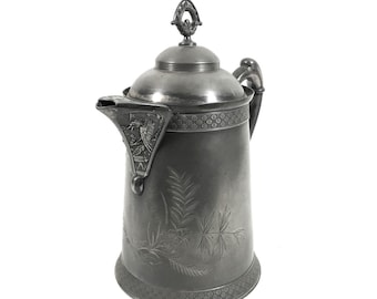 Antique Silver Plated Water Pitcher, Pairpoint Raven Accent Jug