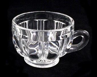 Vintage 1940s Punch Cup with Art Deco Styling in "Sunray" Pattern by Fostoria Glass, Retro Punch Cup With Handle, 12 in STOCK!