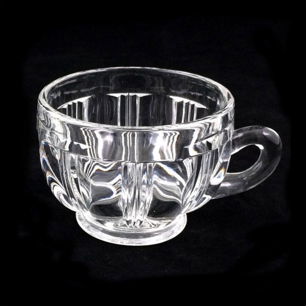 Vintage 1940s Punch Cup with Art Deco Styling in "Sunray" Pattern by Fostoria Glass, Retro Punch Cup With Handle, 12 in STOCK!