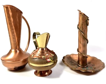 Vintage 1970s Gregorian Copper Vase or Mini Ewer – Switzerland Souvenir Jug